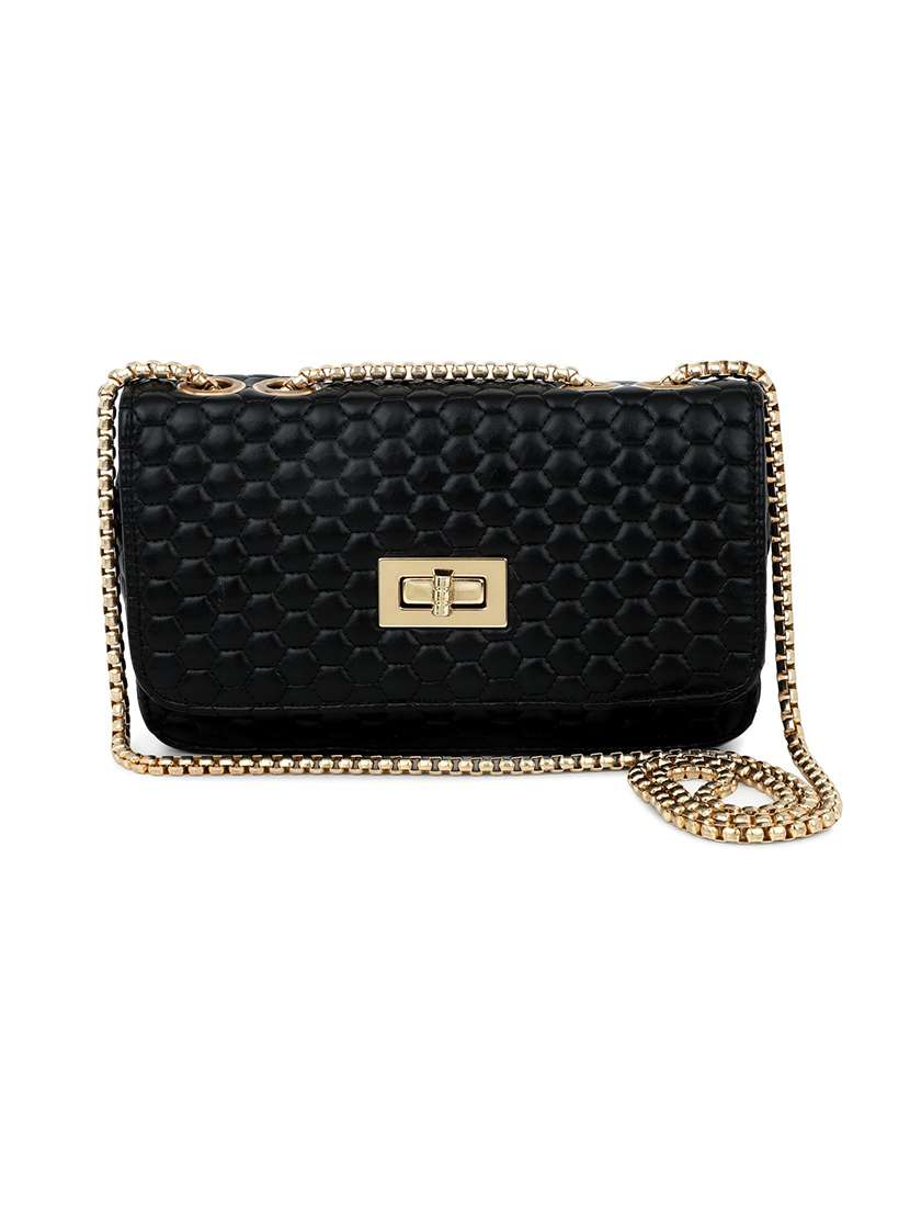 black textured regular sling bag