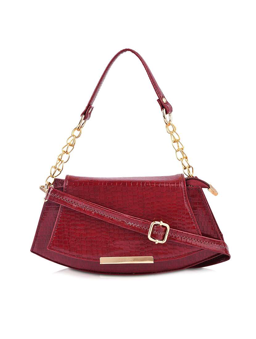 maroon textured regular sling bag