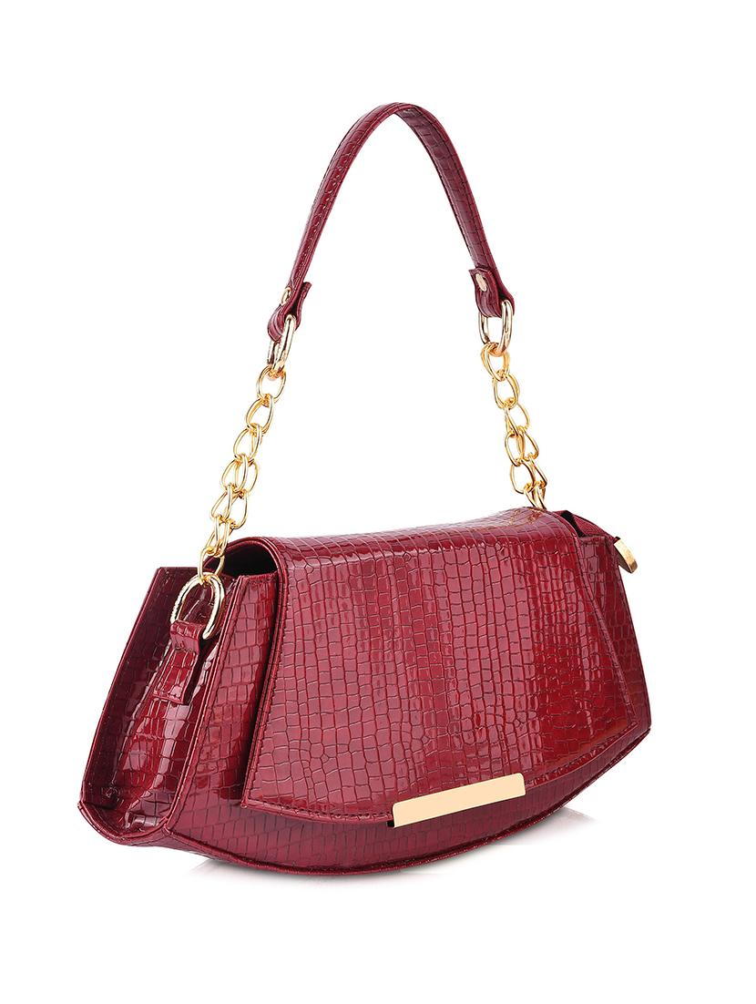 maroon textured regular sling bag - 18378738 -  Standard Image - 1