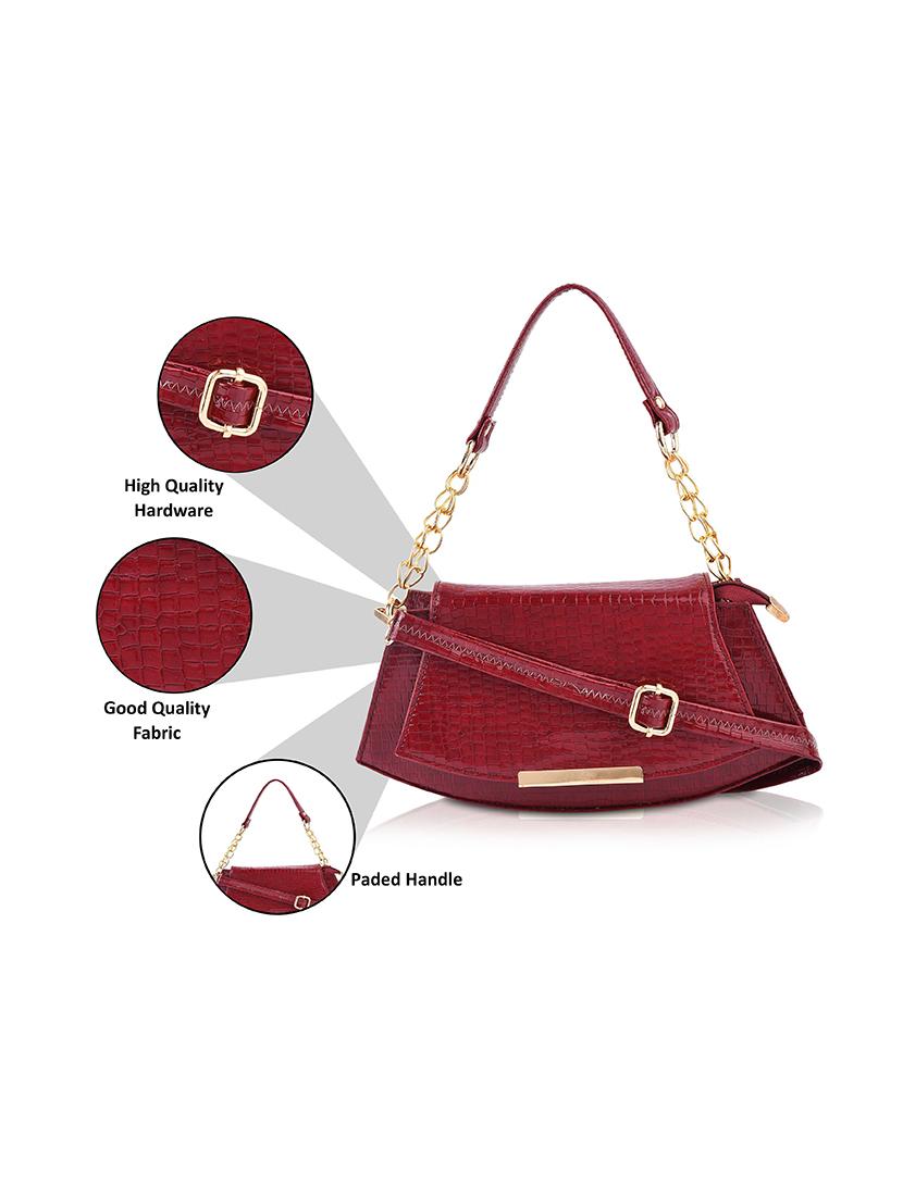 maroon textured regular sling bag - 18378738 - Standard Image - 4