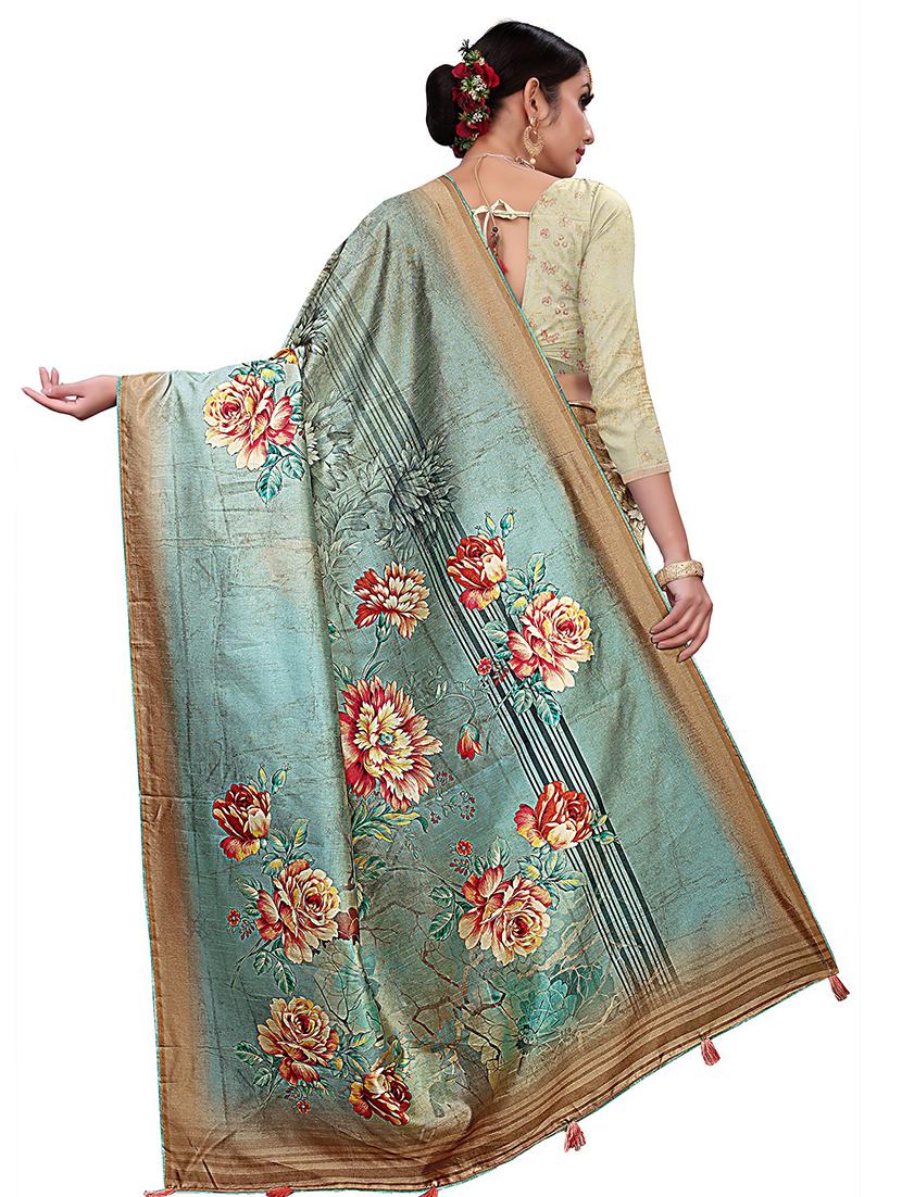 floral printed saree with blouse - 18378823 - Standard Image - 1