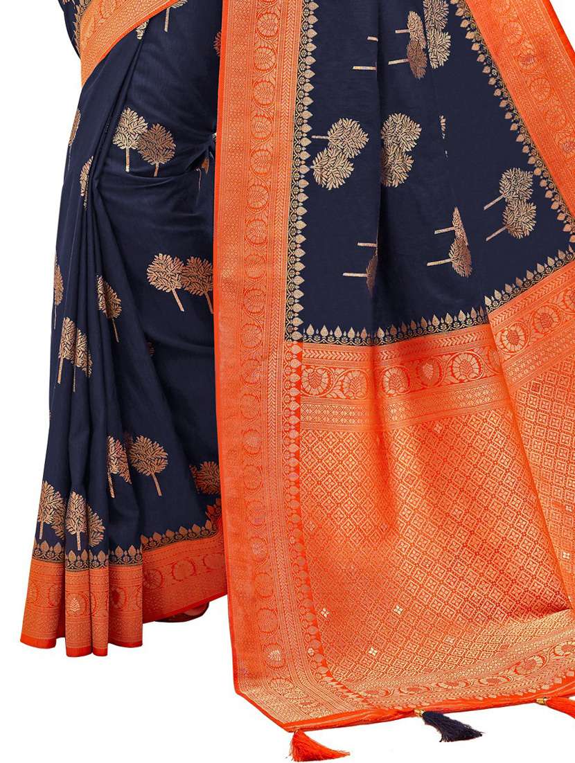 women's self design blue colored saree with blouse - 18379181 -  Standard Image - 1