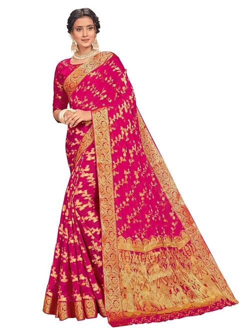 women's self design pink colored saree with blouse - 18379188 - Standard Image - 0