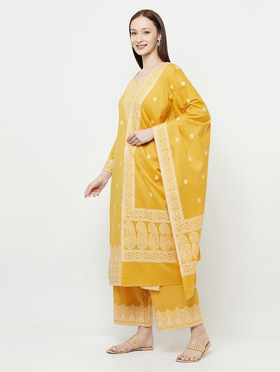 yellow unstitched suit set - 18379685 -  Standard Image - 1