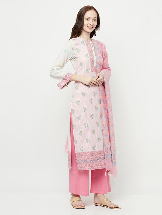 floral print unstitched suit set - 18379688 -  Standard Image - 1