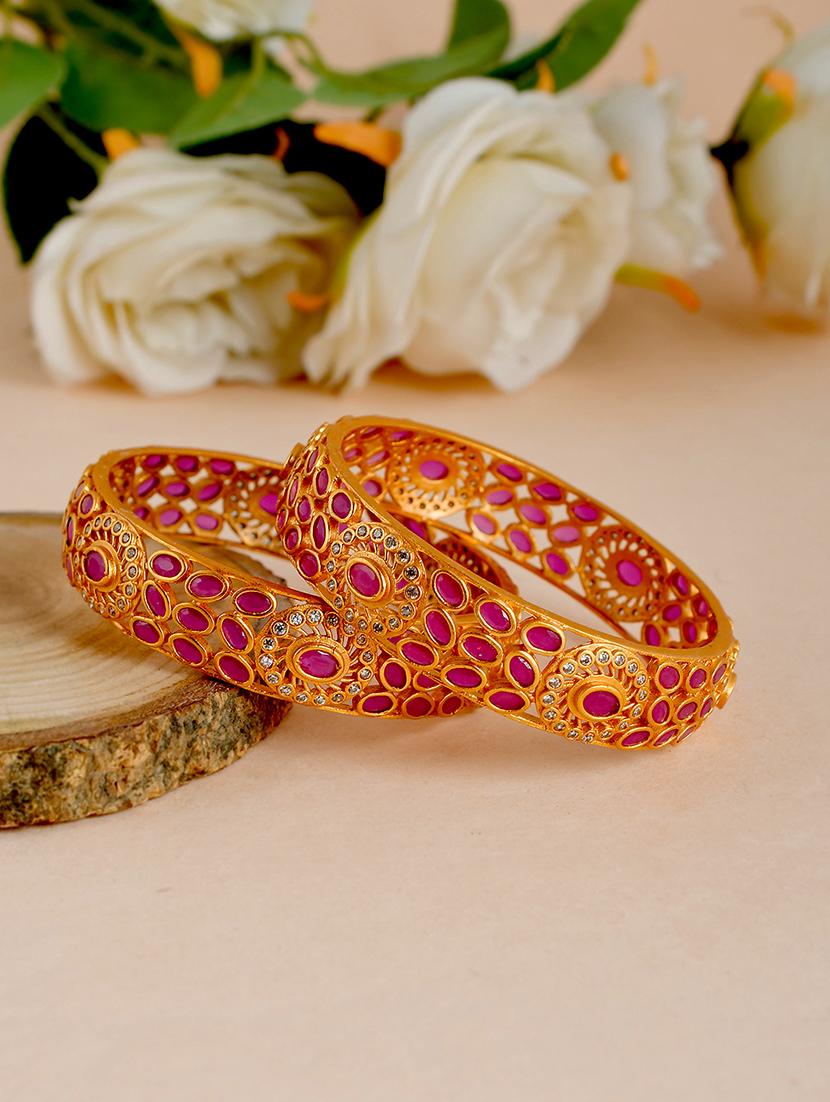 pink tone gold plated brass bangles - 18380638 - Zoom Image - 0