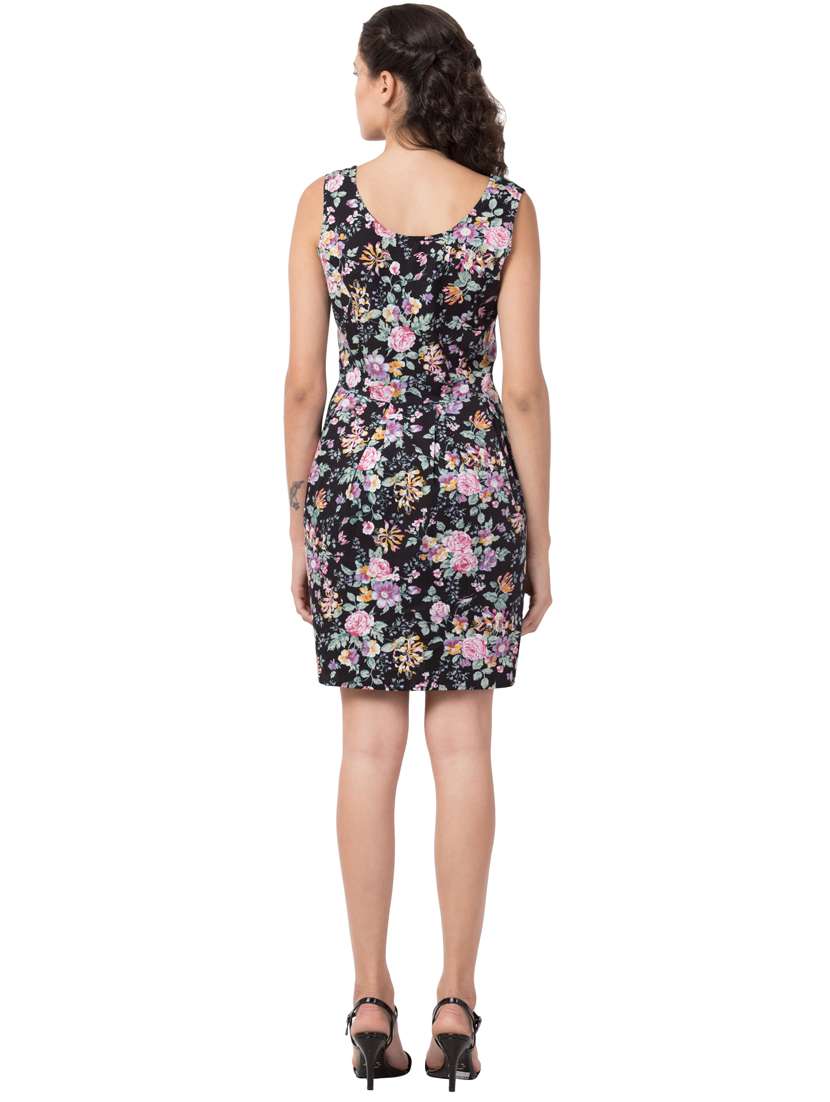 Round Neck Floral A Line Dress