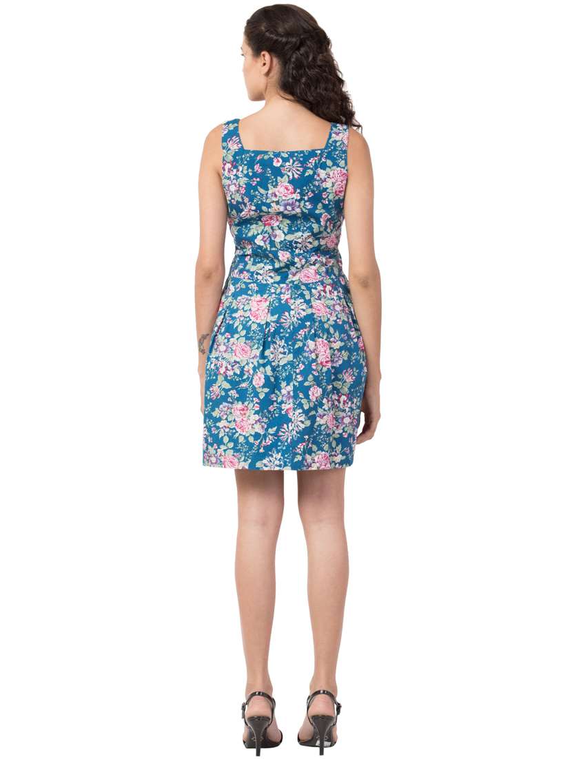 Round Neck Floral A Line Dress
