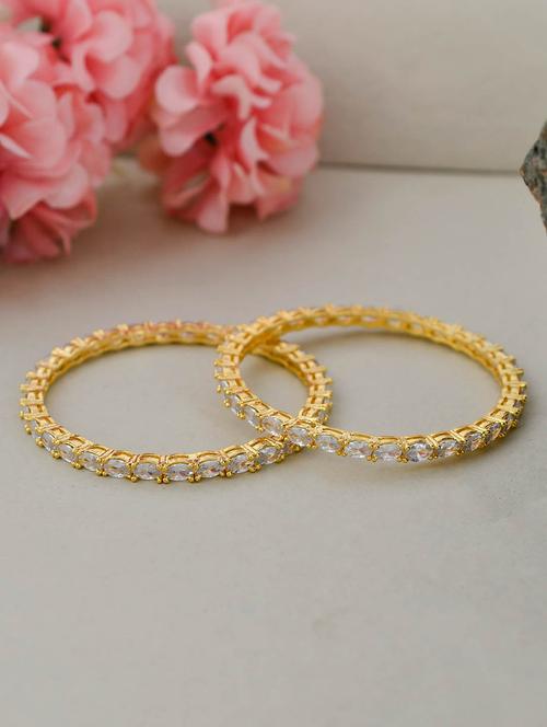 gold plated handcrafted ad bangles - 18380744 - Standard Image - 0