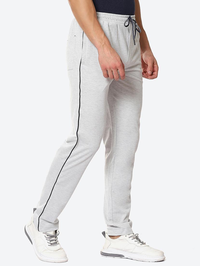 grey solid flat front casual trouser - 18380905 - Standard Image - 1