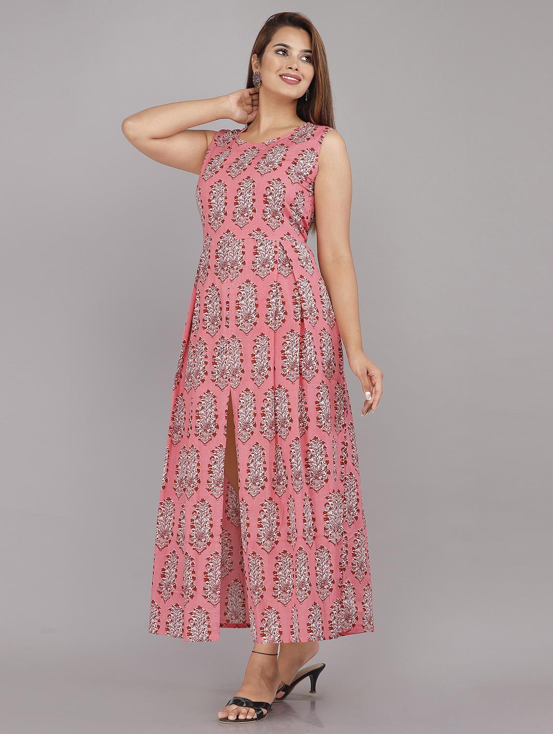 pink printed a-line kurta - 18381321 - Standard Image - 1
