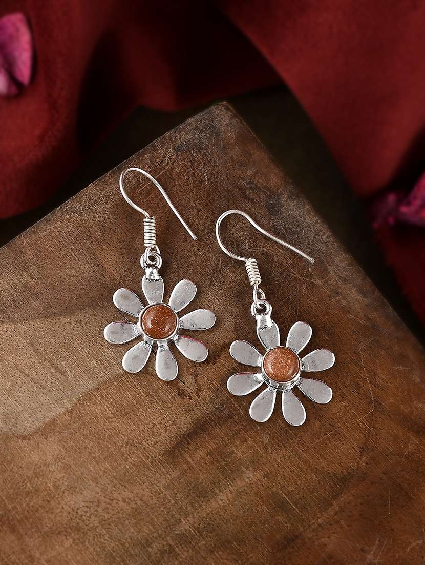 silver brass drop earring