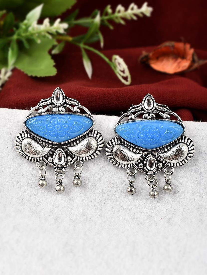 blue brass studs earring - 18381354 -  Zoom Image - 0