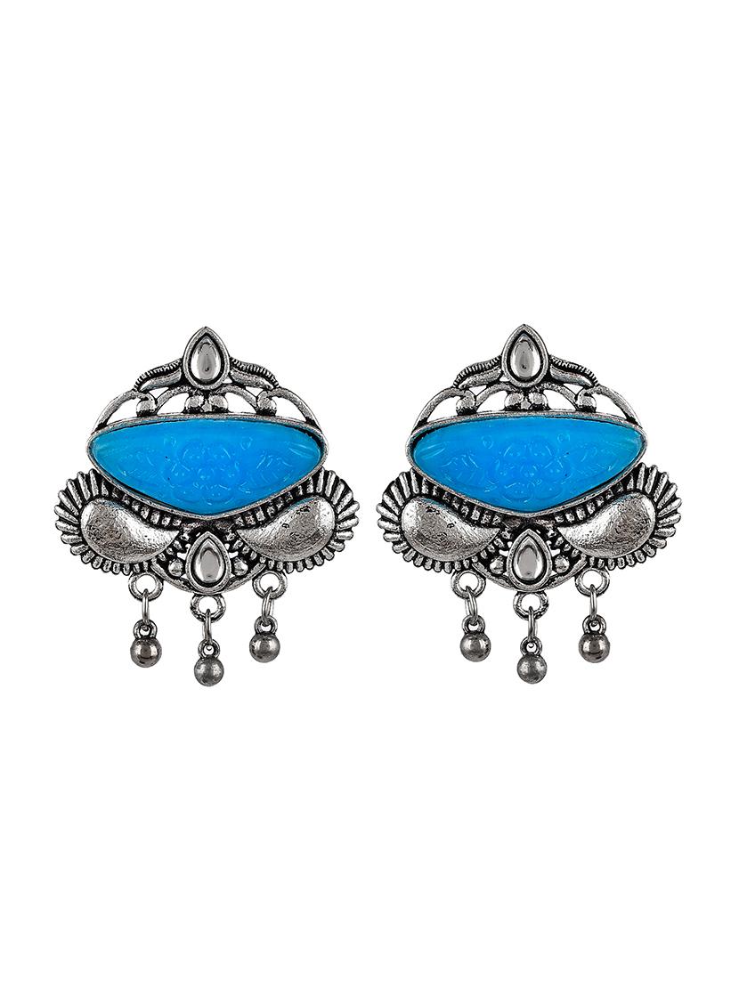 blue brass studs earring - 18381354 - Standard Image - 1