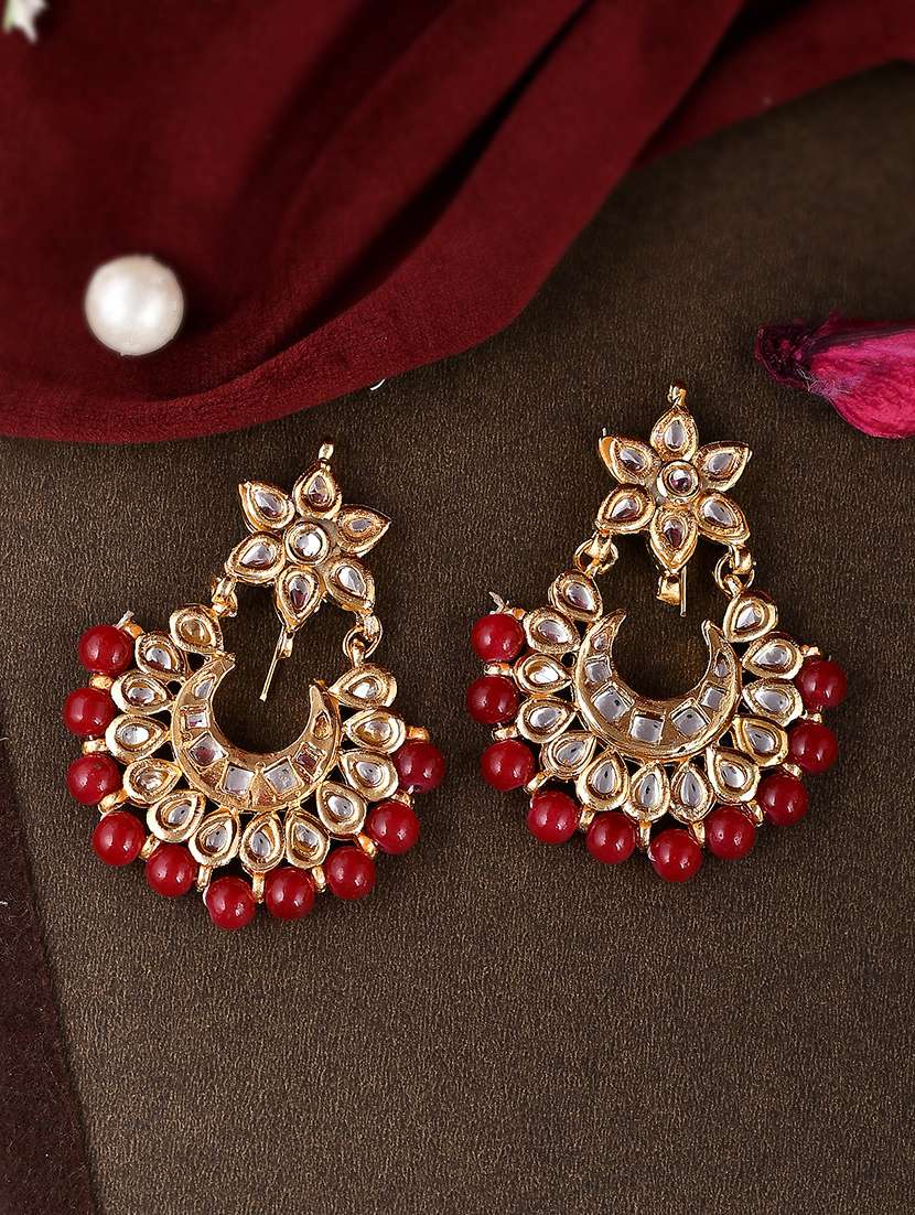 red brass studs earring