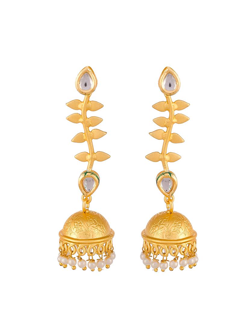 gold brass jhumka earring - 18381361 -  Standard Image - 1