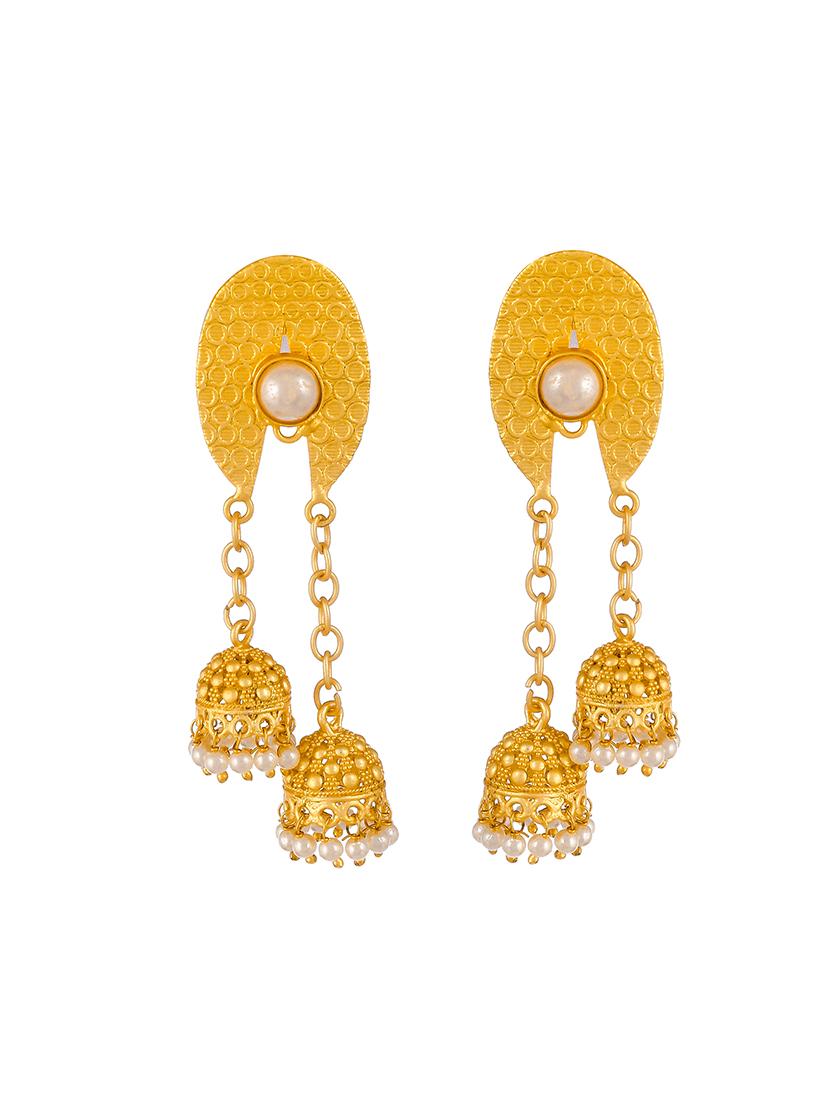 gold brass drop earring - 18381379 - Standard Image - 1