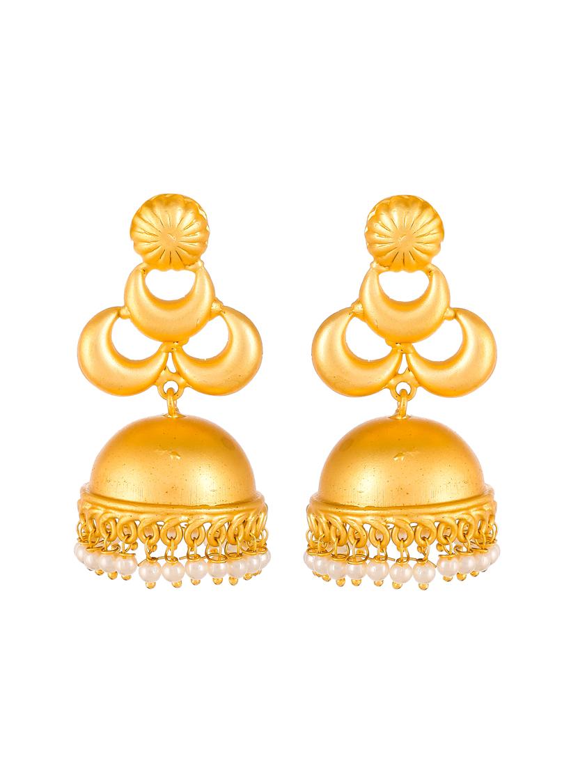 gold brass jhumka earring - 18381381 - Standard Image - 1