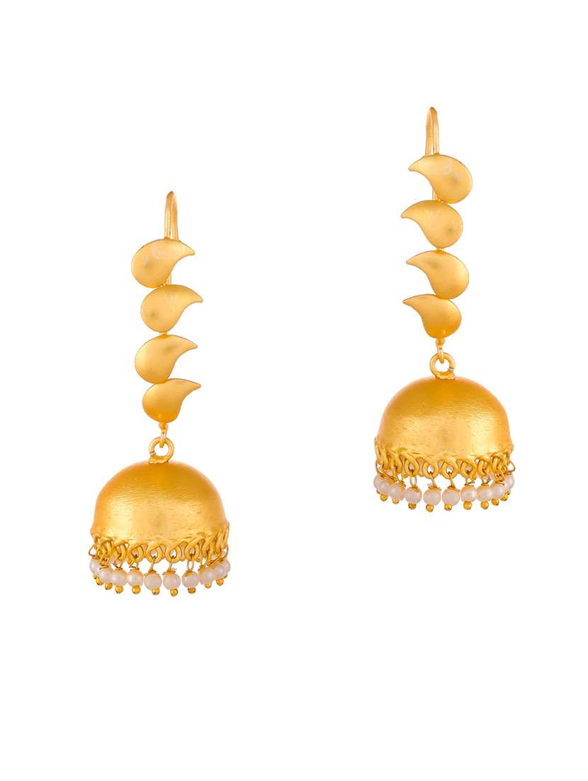 gold brass jhumka earring - 18381387 -  Standard Image - 1