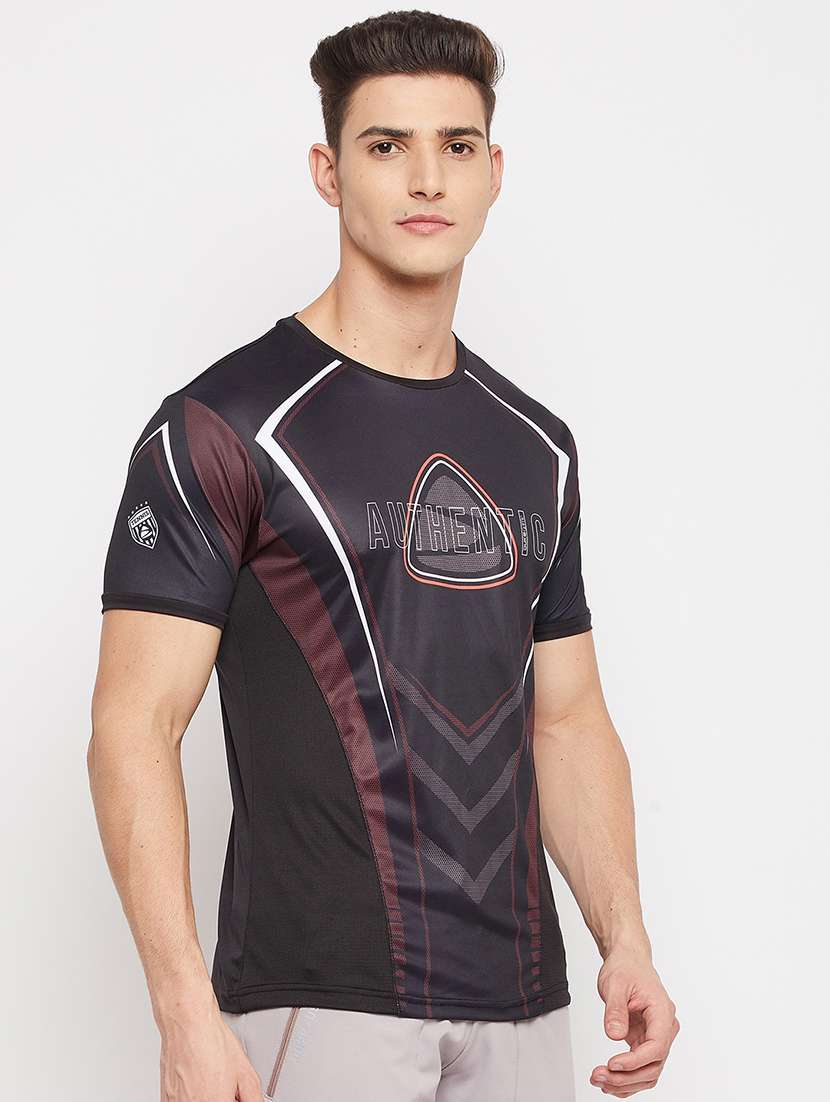 black front-printed t-shirt - 18381399 -  Standard Image - 1