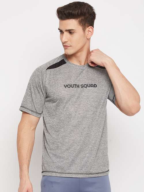 grey chest-printed t-shirt - 18381403 - Standard Image - 0