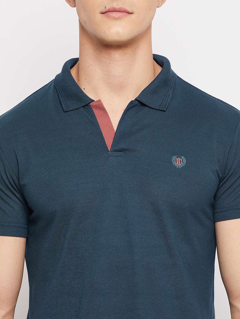 navy-blue solid polo t-shirt - 18381427 - Standard Image - 4
