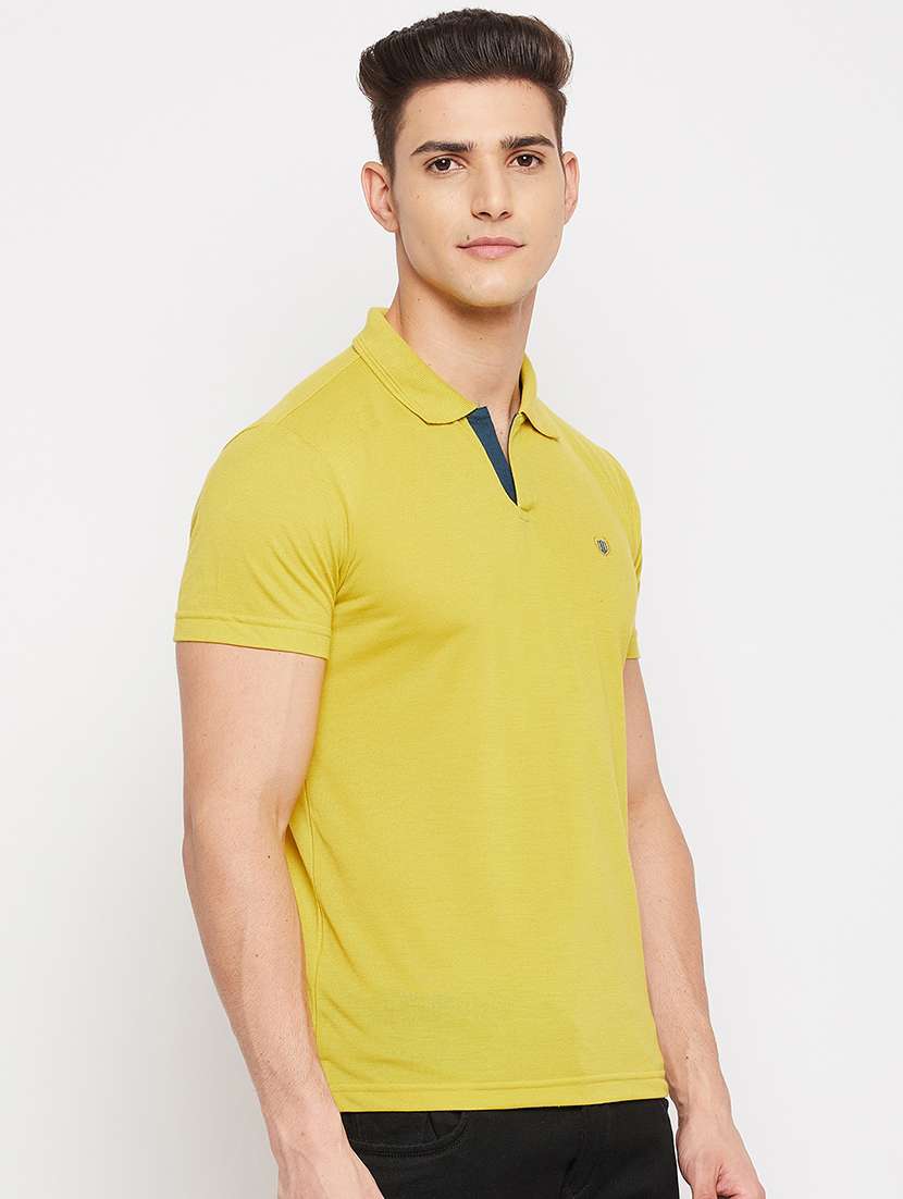 yellow solid polo t-shirt - 18381428 - Standard Image - 1