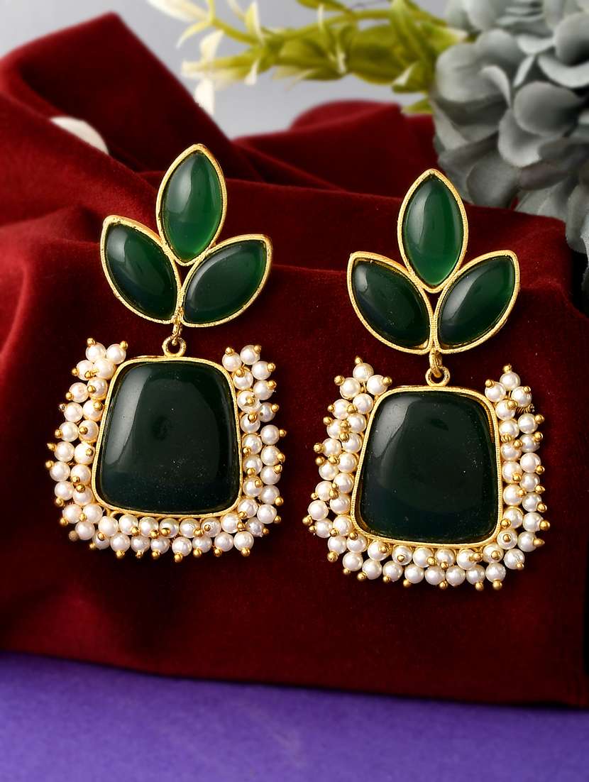 gold brass drop earring - 18381436 - Zoom Image - 0