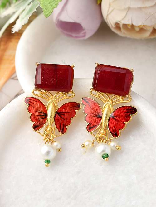 red brass drop earring - 18381783 - Standard Image - 0