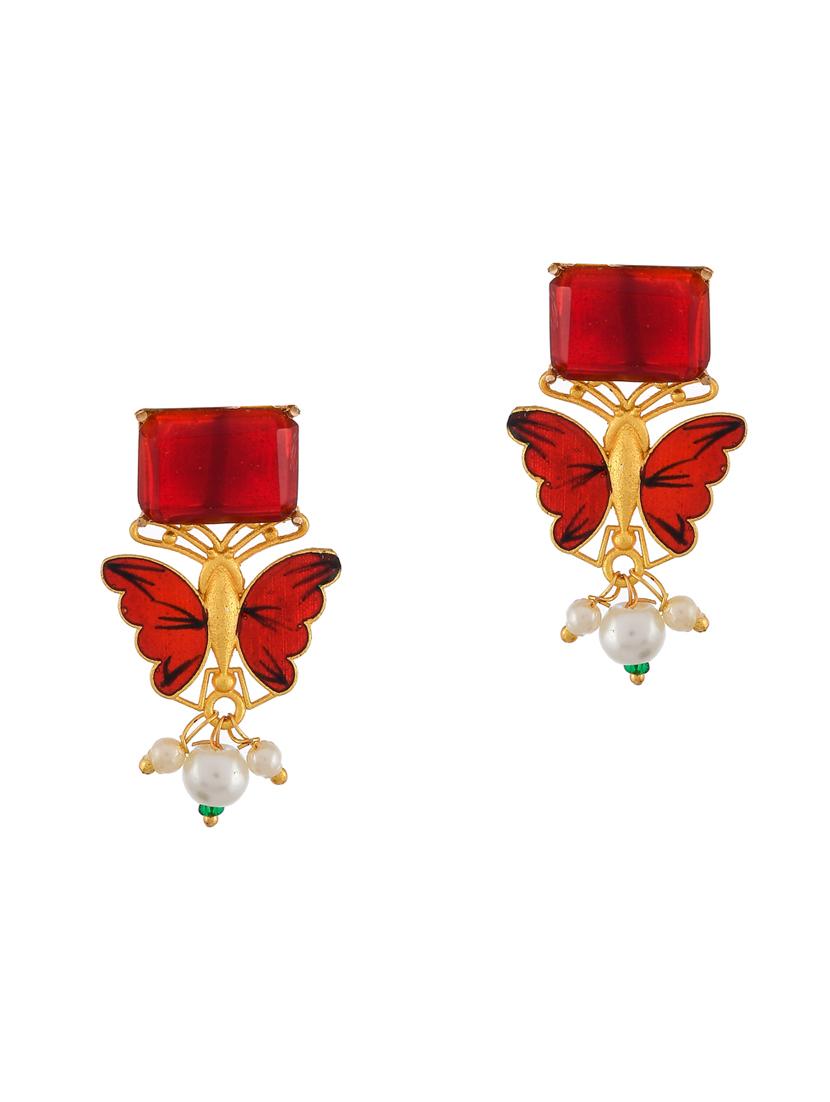 red brass drop earring - 18381783 - Standard Image - 1