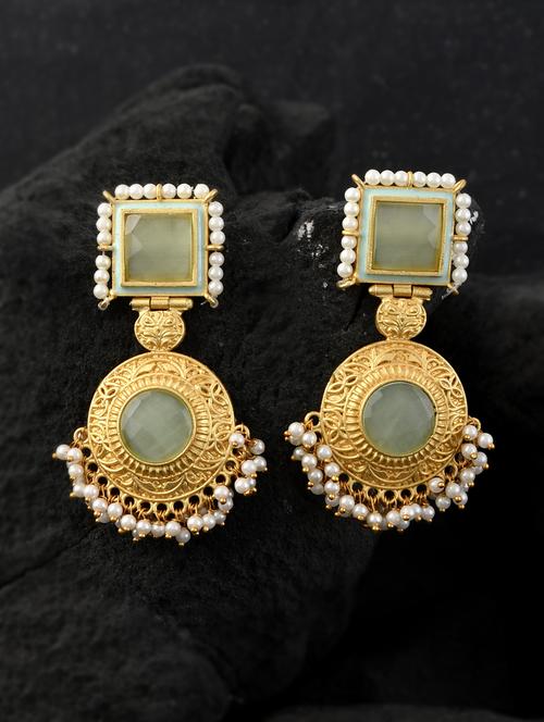 green brass drop earring - 18381792 - Standard Image - 0