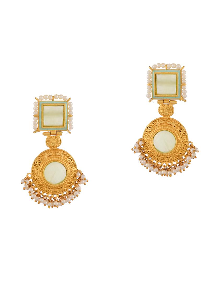 green brass drop earring - 18381792 - Standard Image - 1