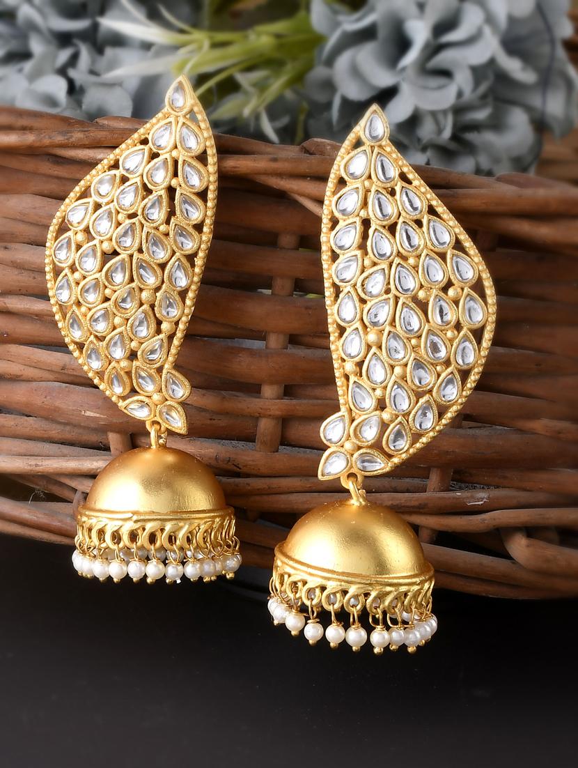 gold brass drop earring - 18381798 -  Zoom Image - 0
