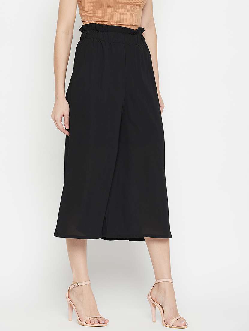 mid rise solid flared palazzo - 18381799 -  Standard Image - 1