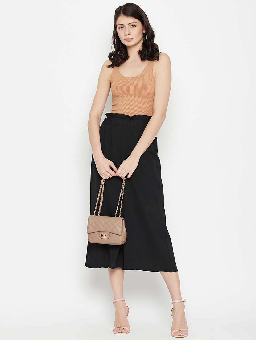 mid rise solid flared palazzo - 18381799 -  Standard Image - 4