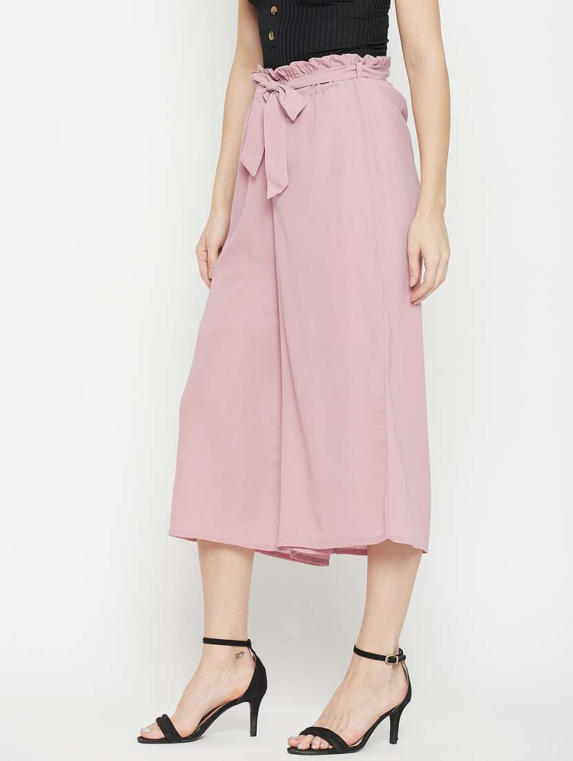 mid rise solid flared palazzo - 18381800 -  Standard Image - 1