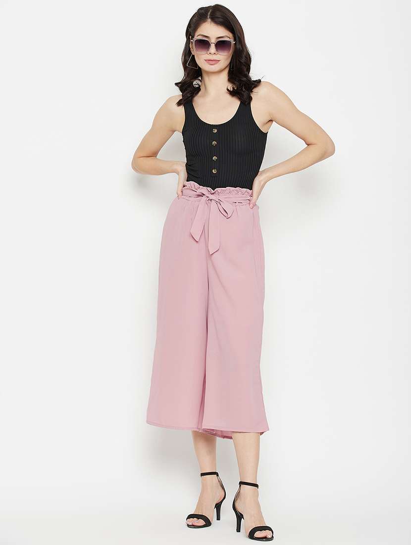 mid rise solid flared palazzo - 18381800 -  Standard Image - 4