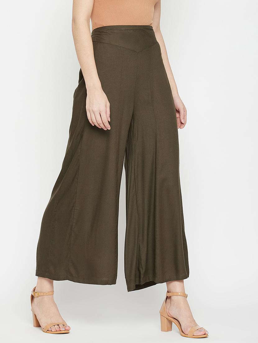mid rise solid flared palazzo - 18381801 -  Standard Image - 1