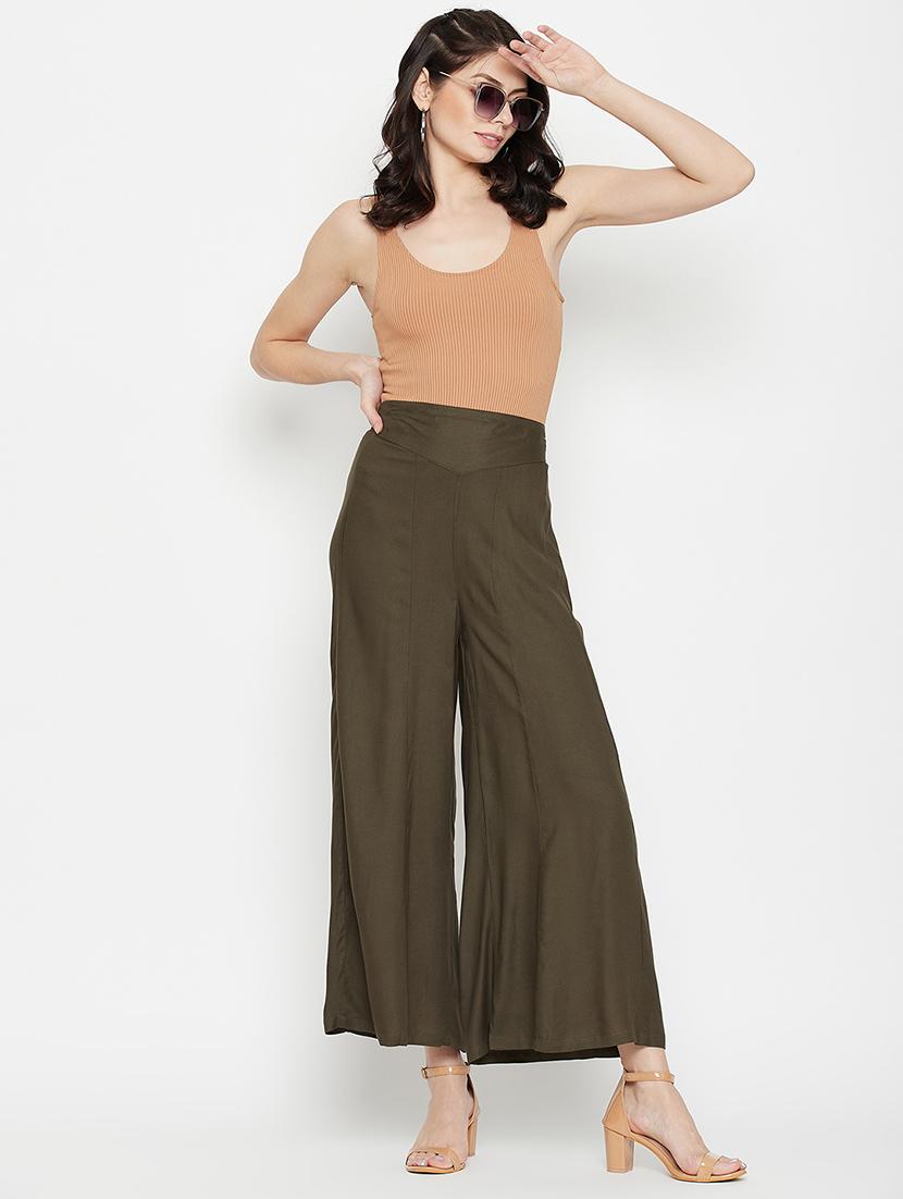 mid rise solid flared palazzo - 18381801 - Standard Image - 4