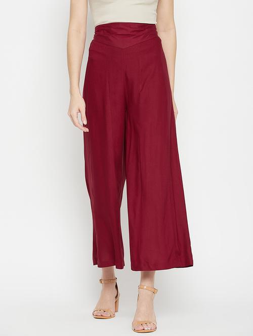 mid rise solid flared palazzo - 18381802 -  Standard Image - 0