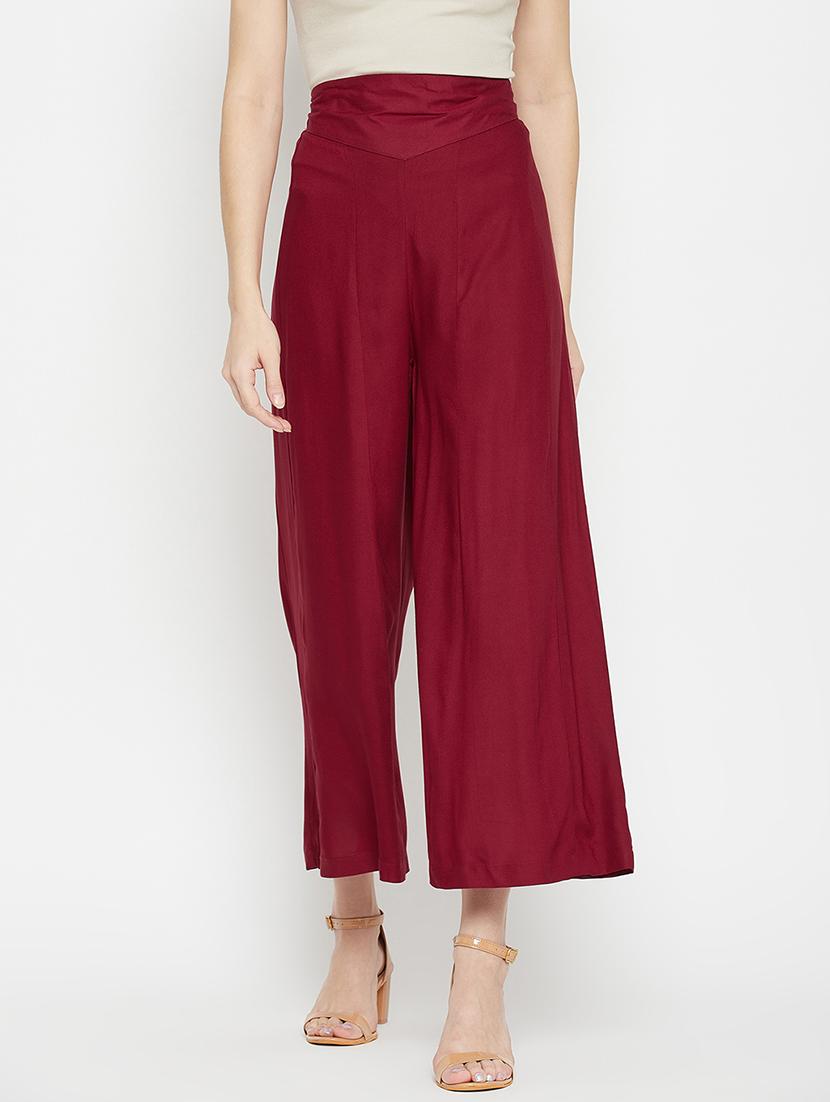 mid rise solid flared palazzo - 18381802 -  Zoom Image - 0