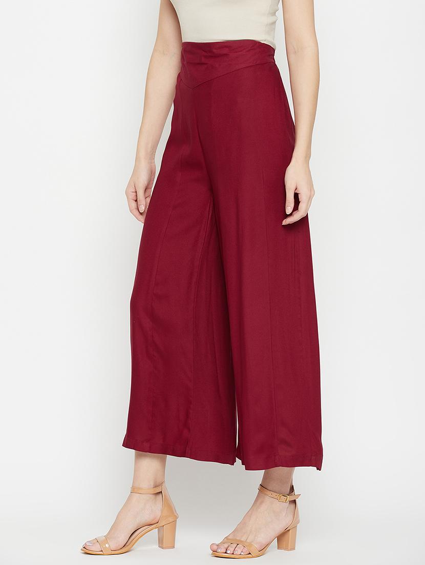 mid rise solid flared palazzo - 18381802 - Standard Image - 1