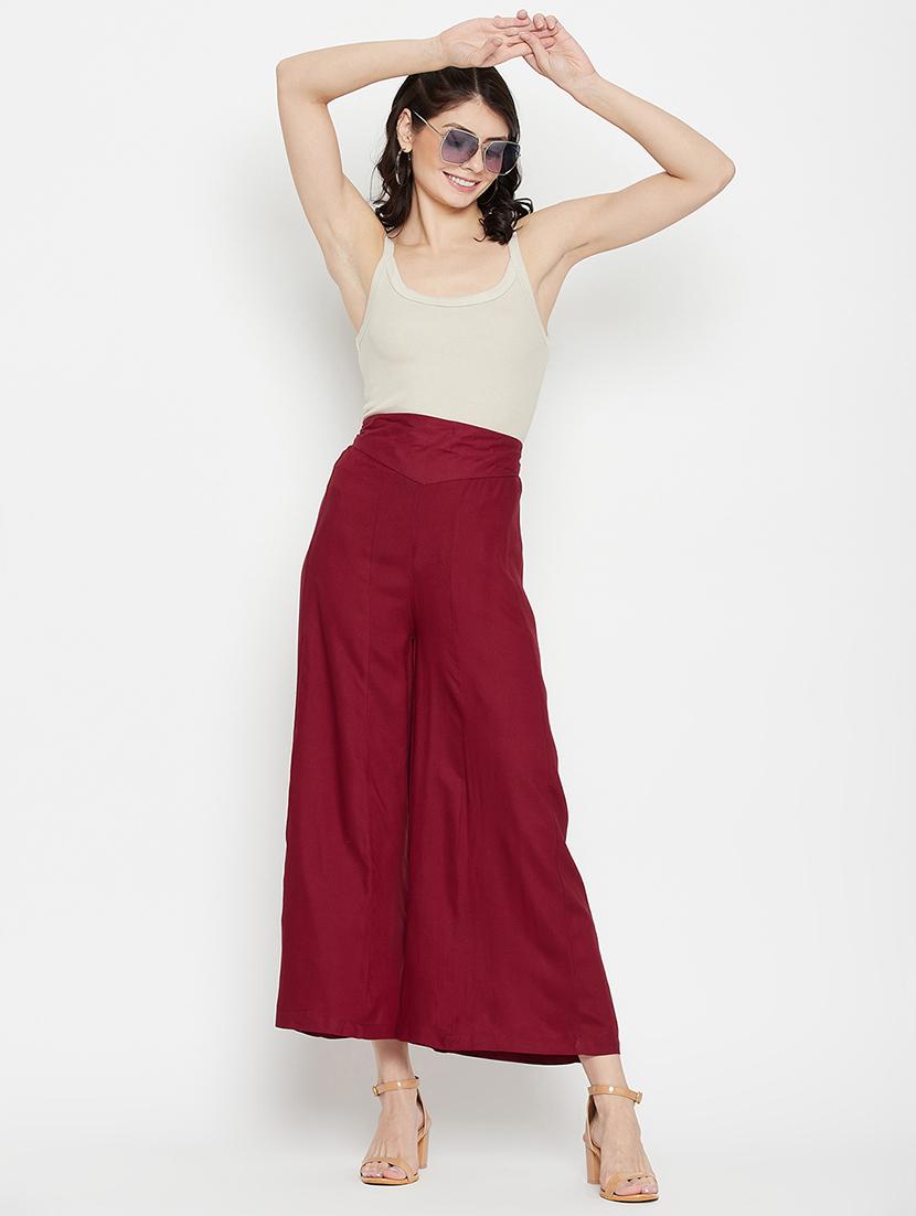 mid rise solid flared palazzo - 18381802 - Standard Image - 4