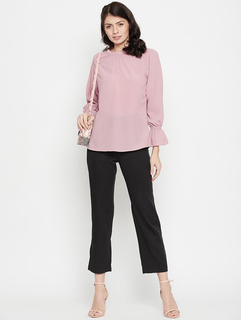 round neck solid regular top - 18381807 - Standard Image - 4