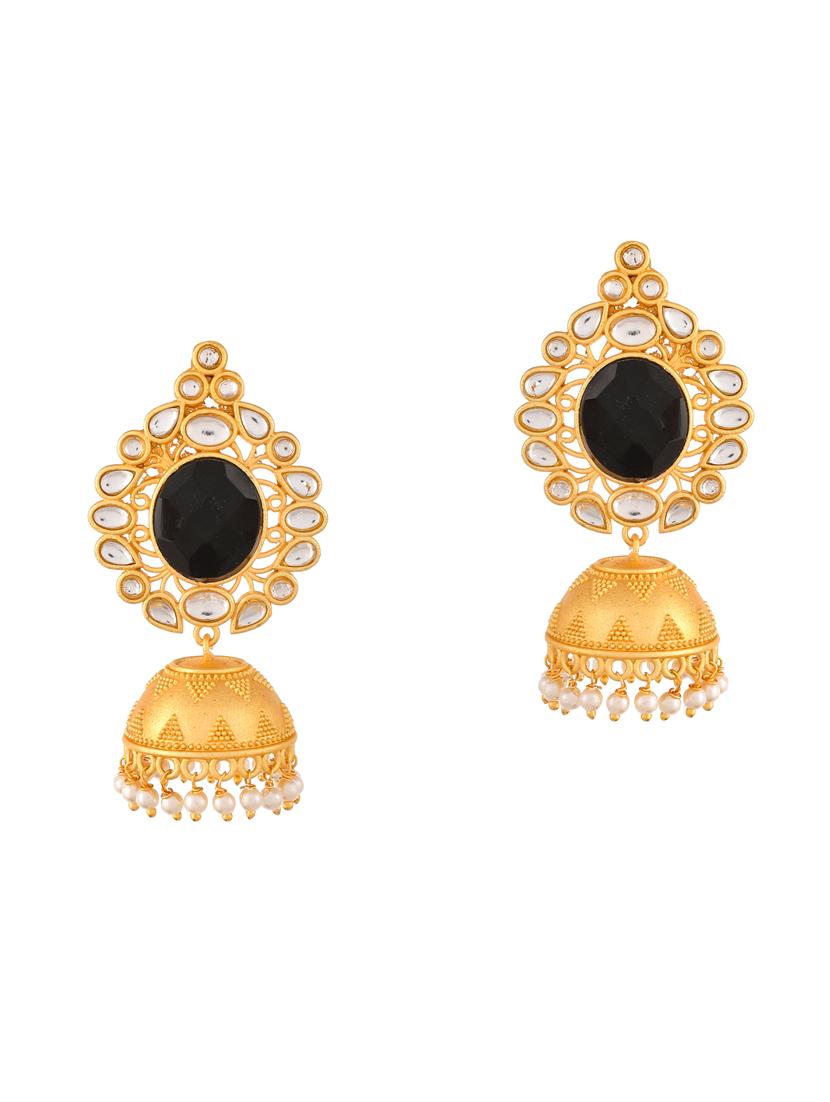 gold brass jhumka earring - 18381818 - Standard Image - 1