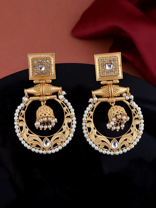 gold brass drop earring - 18381835 - Standard Image - 0