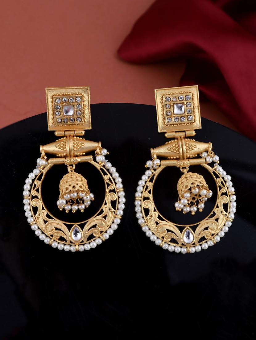 gold brass drop earring - 18381835 - Zoom Image - 0