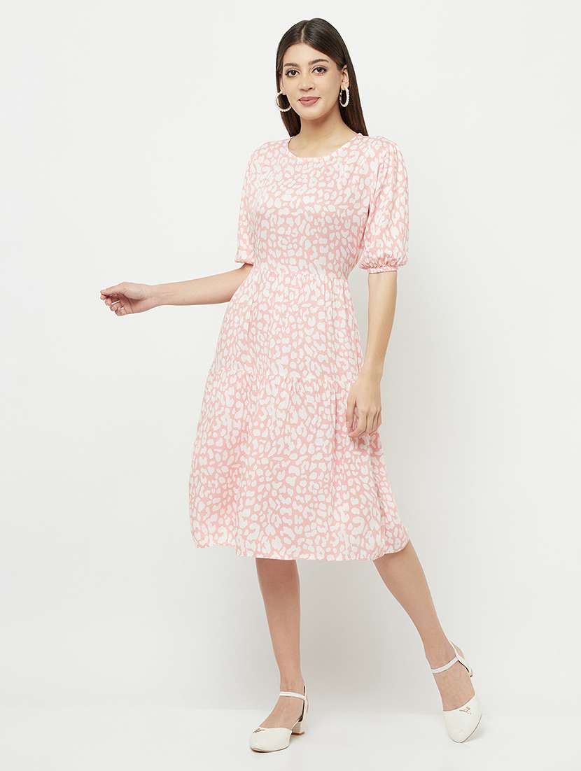 women's fit & flare printed dress - 18381885 -  Standard Image - 1