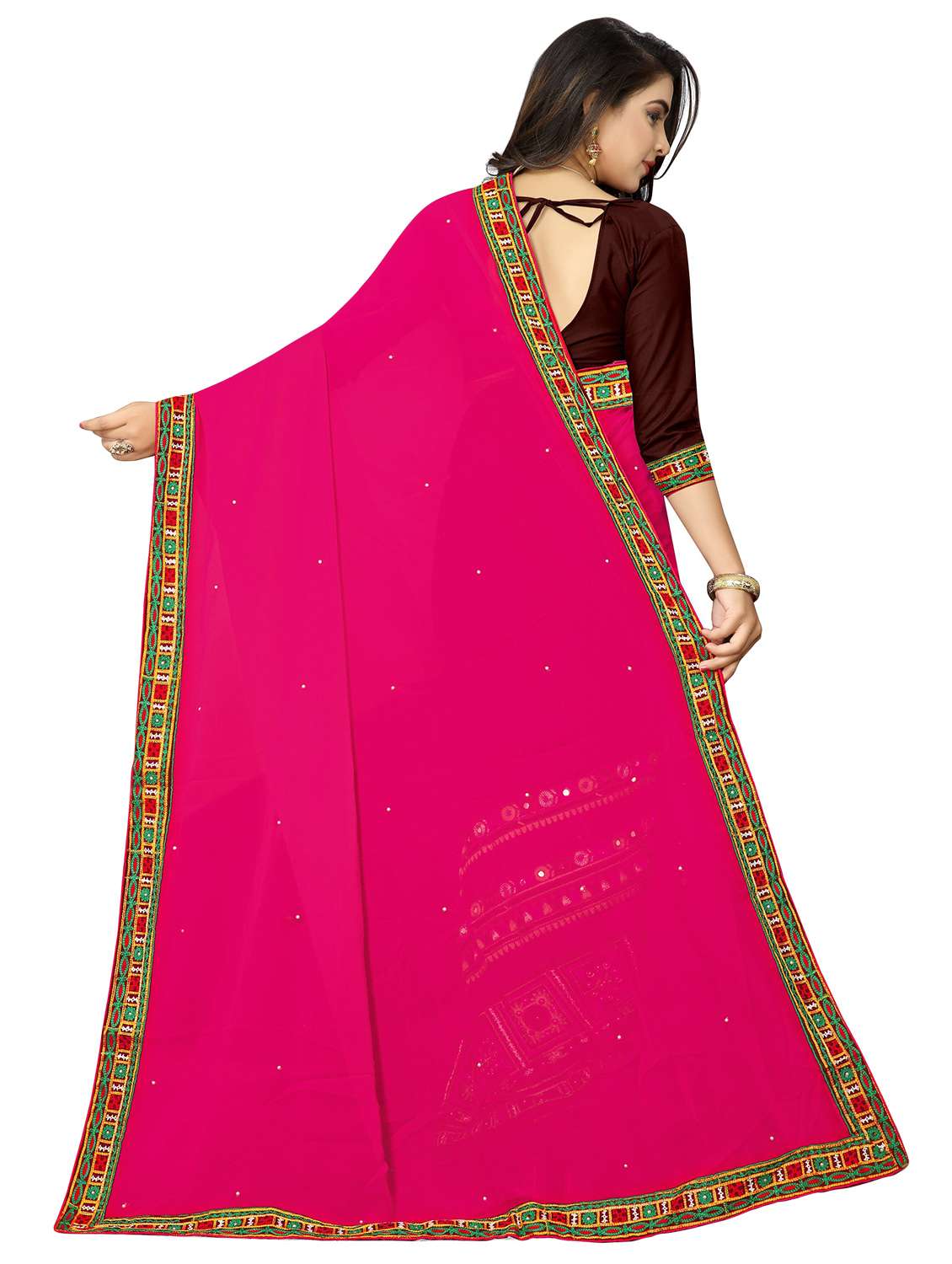 women's self design pink colored saree with blouse - 18382040 -  Standard Image - 1