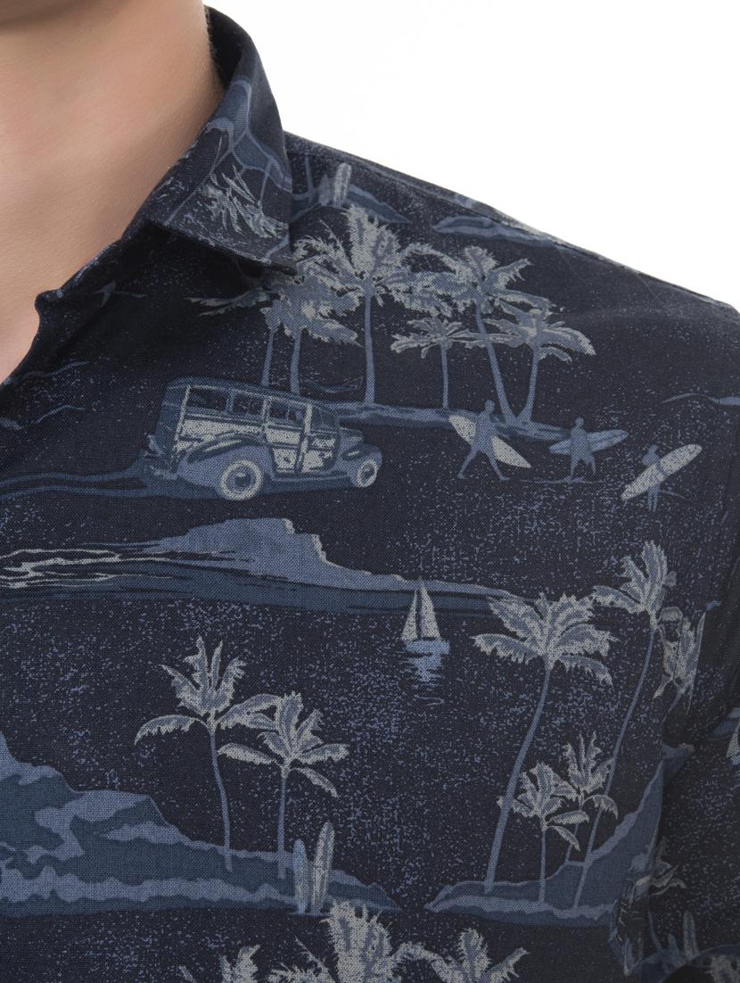 blue printed casual shirt - 18382371 - Standard Image - 4